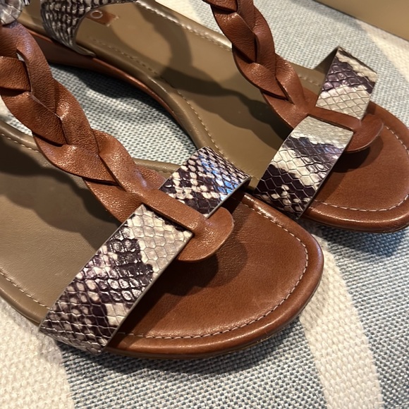 🤎 ECCO 🤎Snakeskin Leather Braid Support Arch Heel Flat Sandals Size 40 - Picture 11 of 14